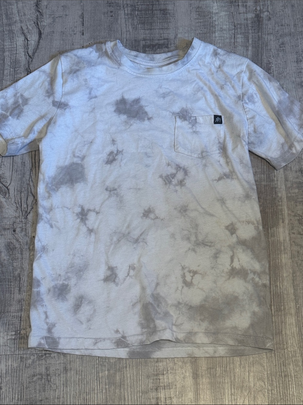 Youth Tie-Dye Pocket Tee with Subtle Gray Wash
